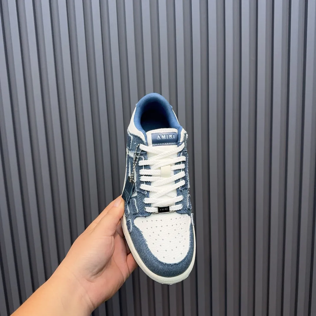 Men's men's shoes 💰600 AMIRI high street sneakers with bone sports shoes, toe layer cowhide upper, upper side bones, hand-stitched, good three-dimensional effect, customized metal LOGO, size 38-45 46